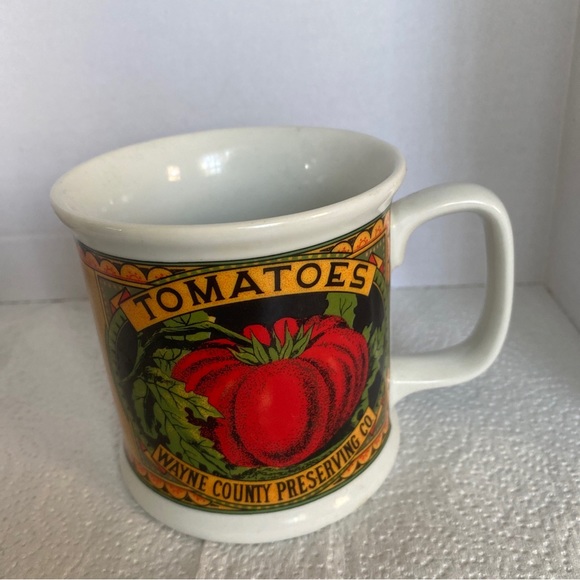 Mann Waverly Wayne County Preserves Tomatoes Coffee Mug 1981 Fine China Garden - Picture 1 of 5